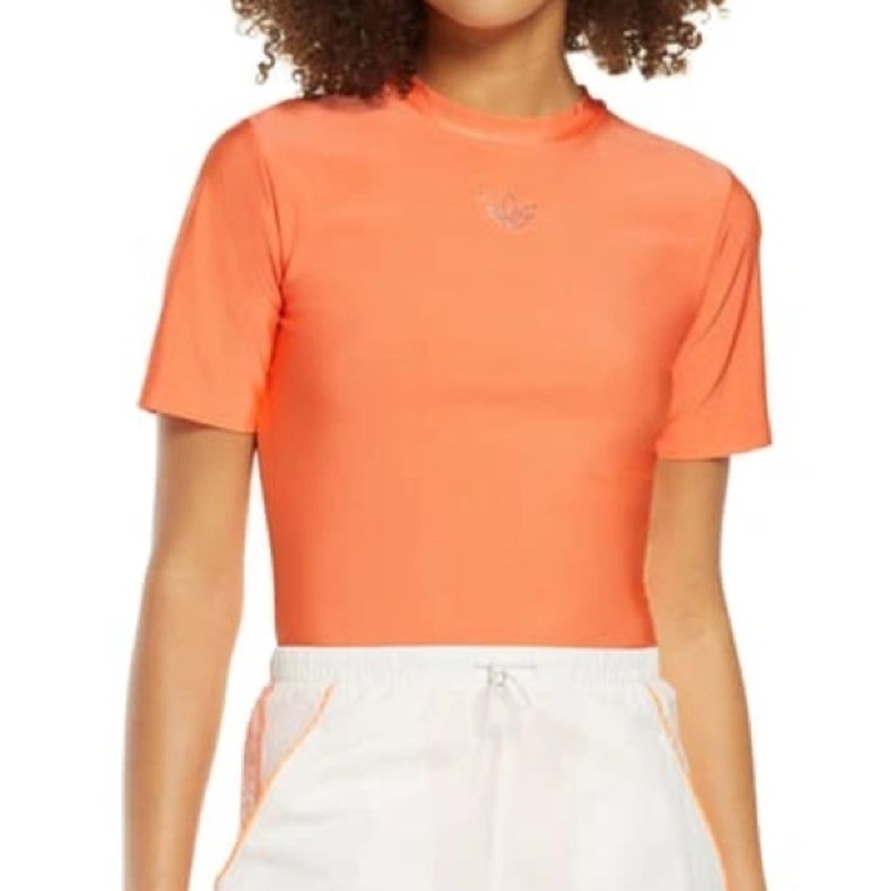 Adidas Embellished Tricot Bodysuit in Chalk Coral sz S